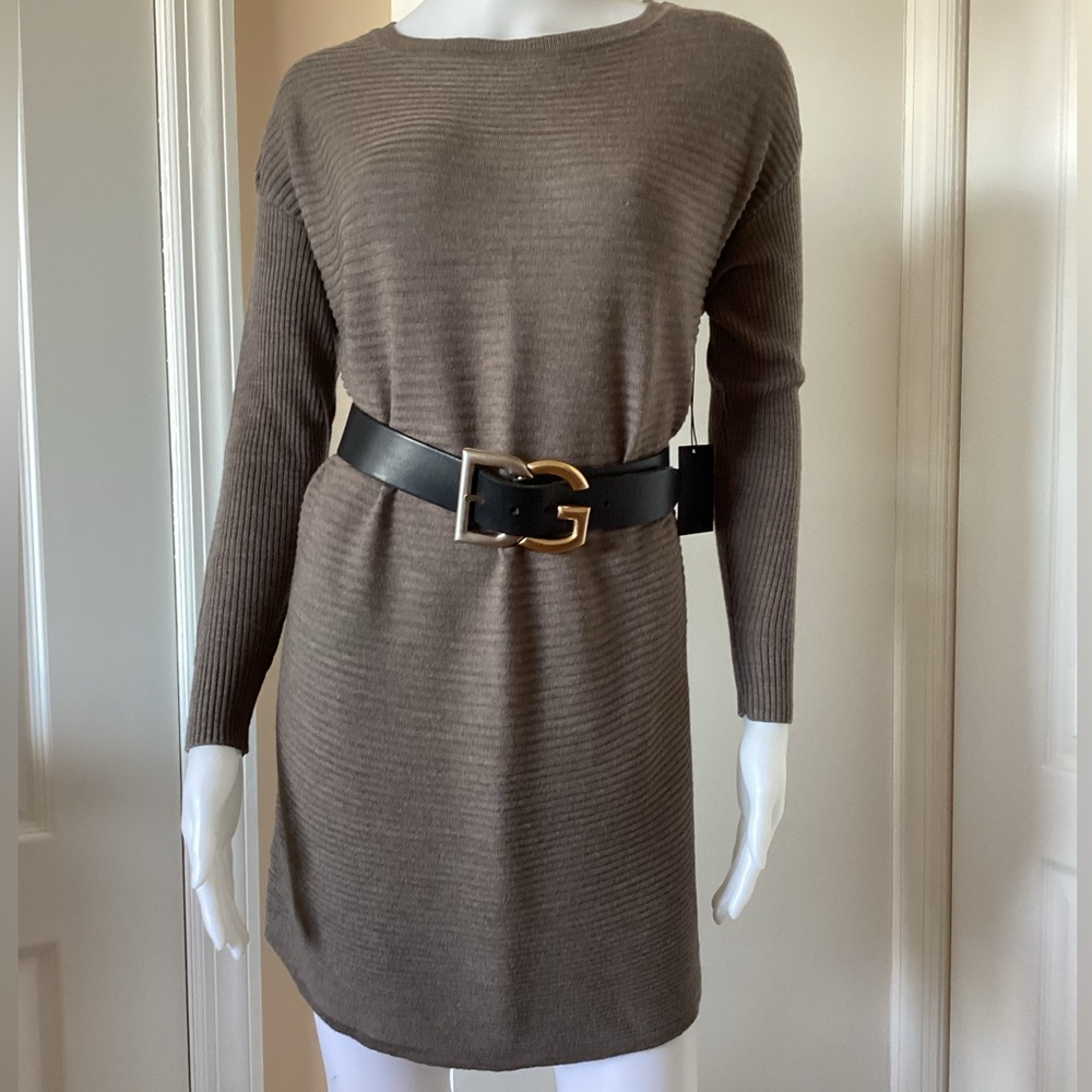 Tahari Taupe Merino Wool Sweater